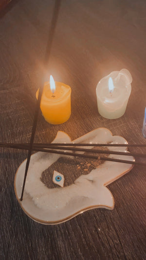 
            
                Load image into Gallery viewer, PROTECT // Hamsa Evil Eye incense holder
            
        